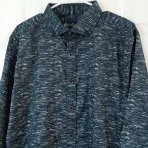 Robert Graham Men's 2XL Shirt Blue Heathered Long Sleeve Casual 100% Cotton
